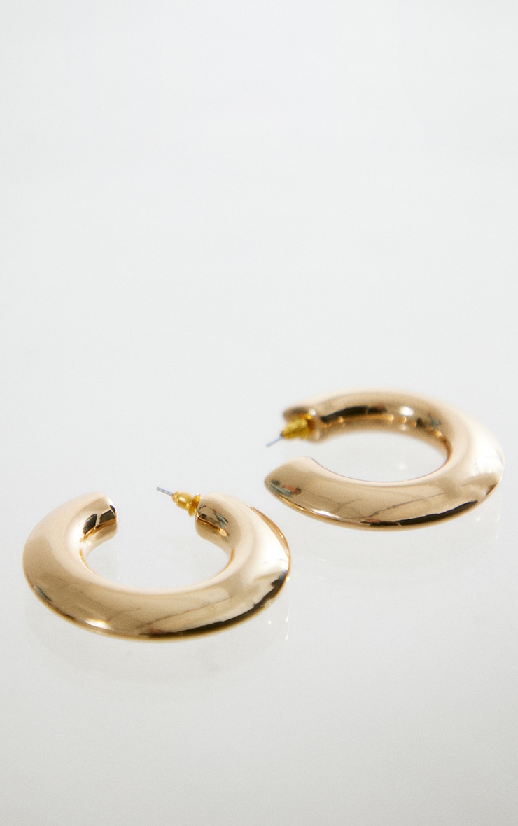 Gold Smooth Rounded Small Hoop Earrings image 2