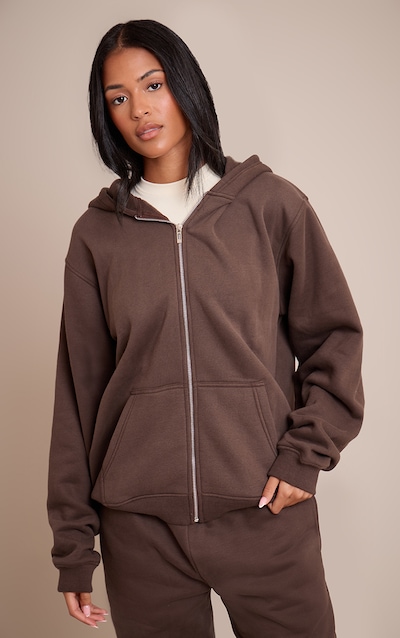 Tall Hoodie espresso chiné à zip