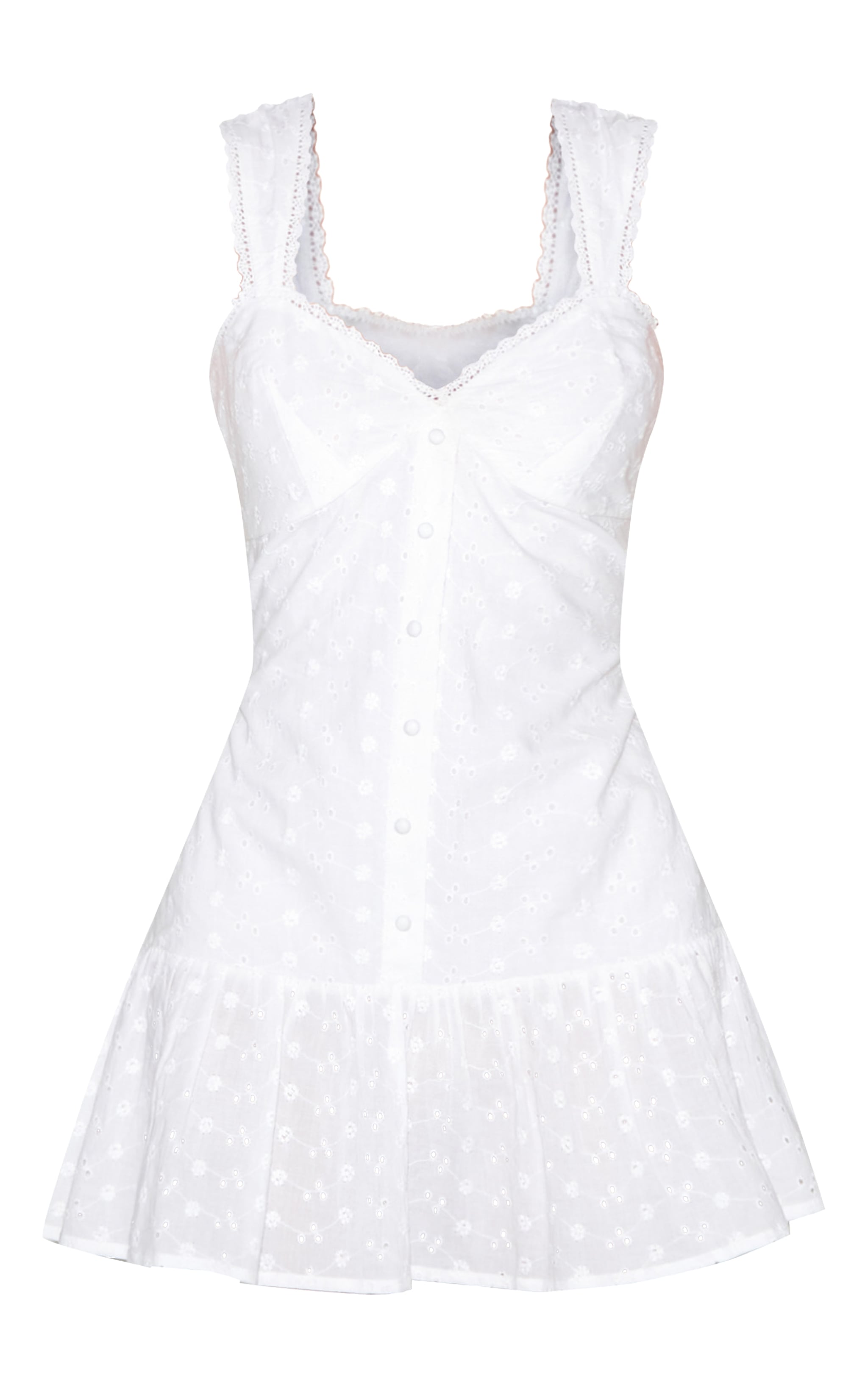 Robe chasuble blanche sans manches à broderies et boutons image 5