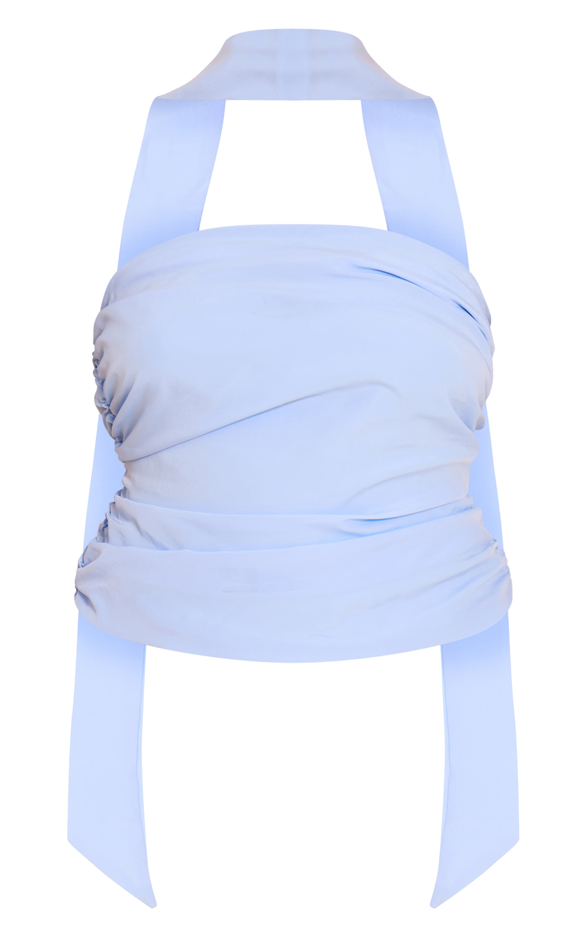Sky Blue Chiffon Bandeau Scarf Detail Top image 5