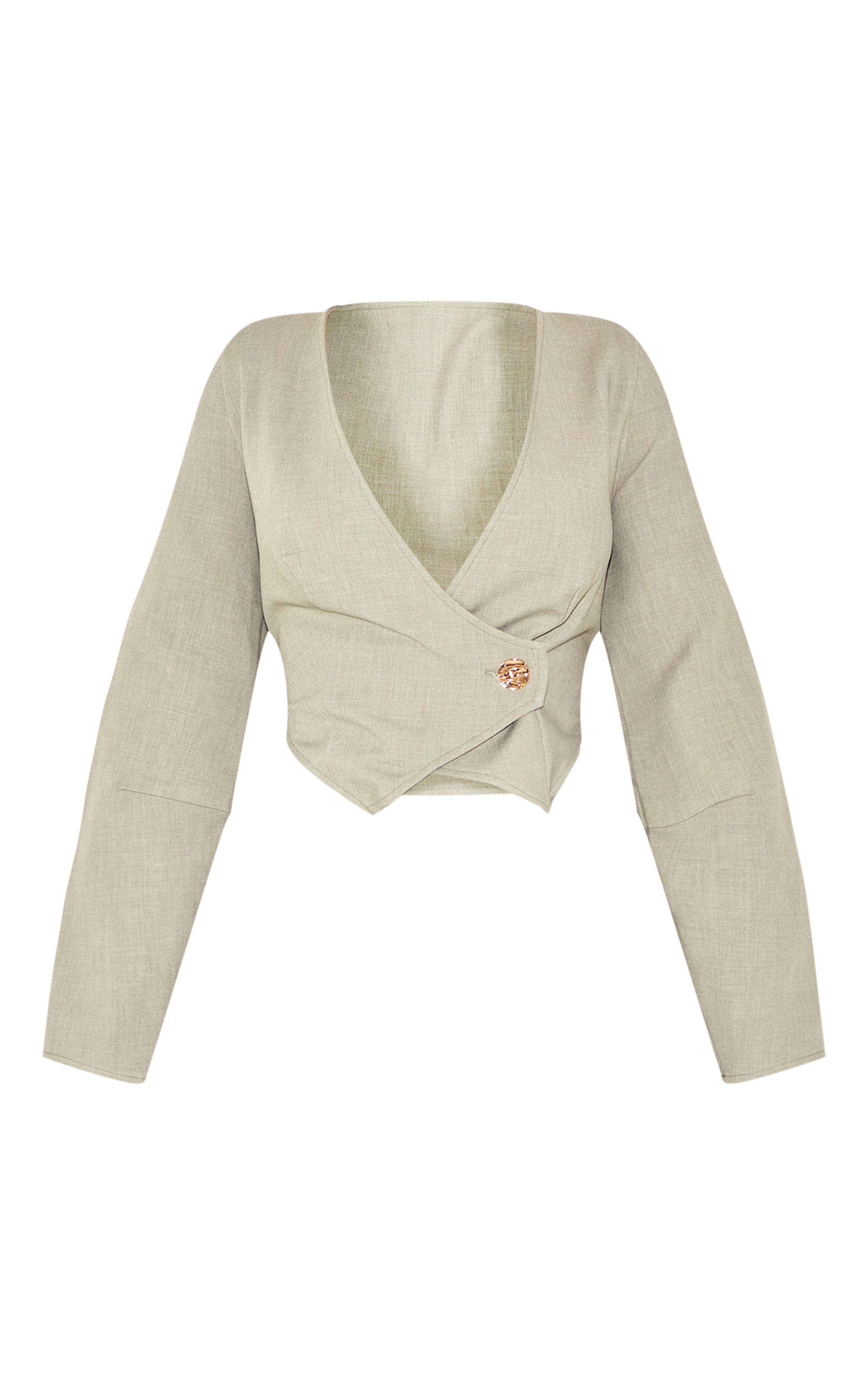 Shape Blazer tissé sauge à boutons martelés asymétriques image 5
