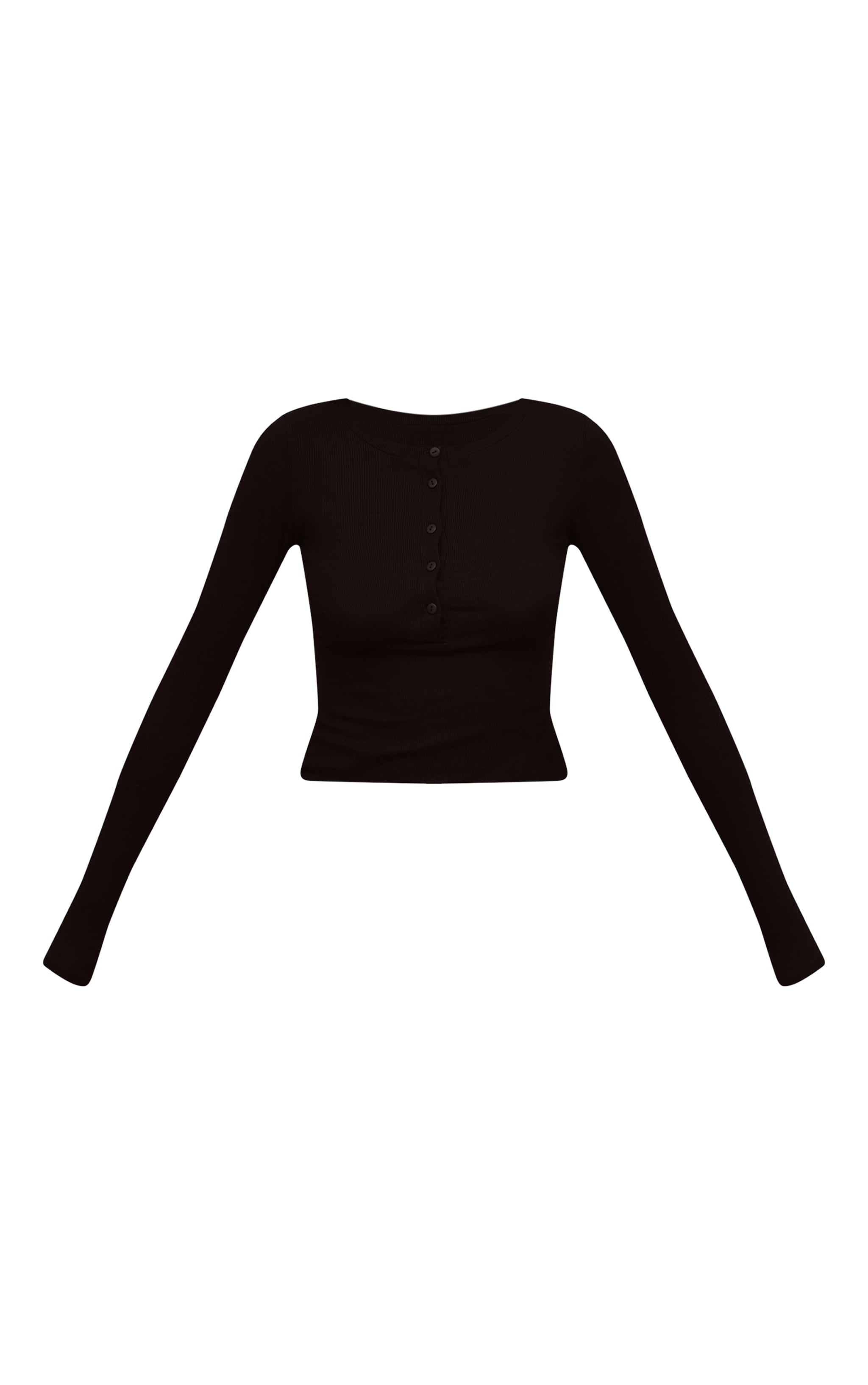 Top ajusté côtelé doux noir à manches longues et boutons image 5