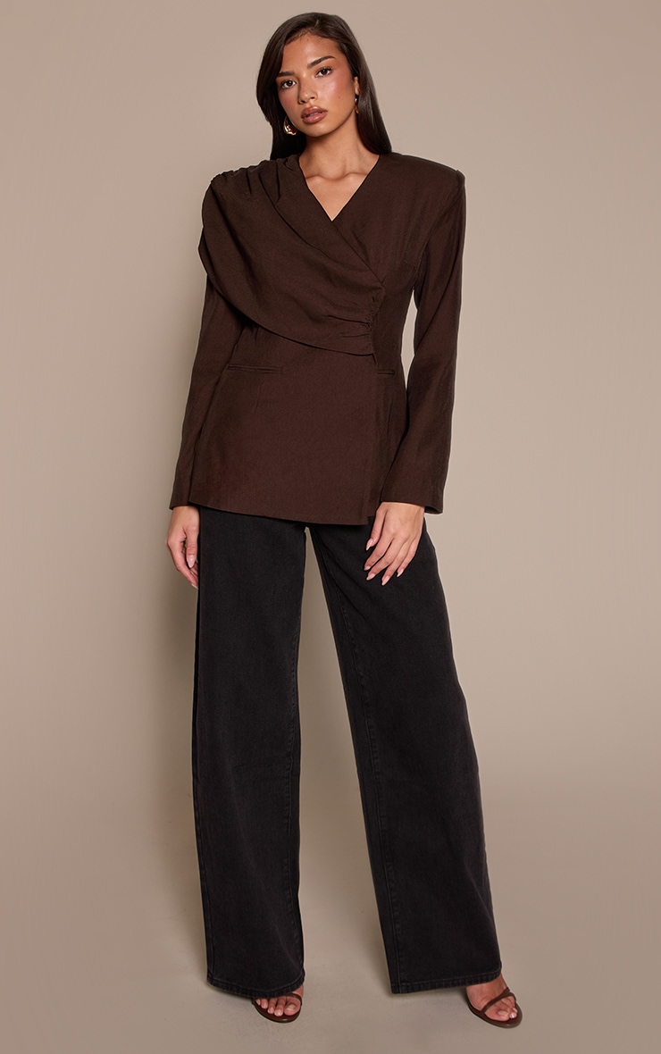 Bitter Chocolate Shoulder Drape Cinch Blazer image 3