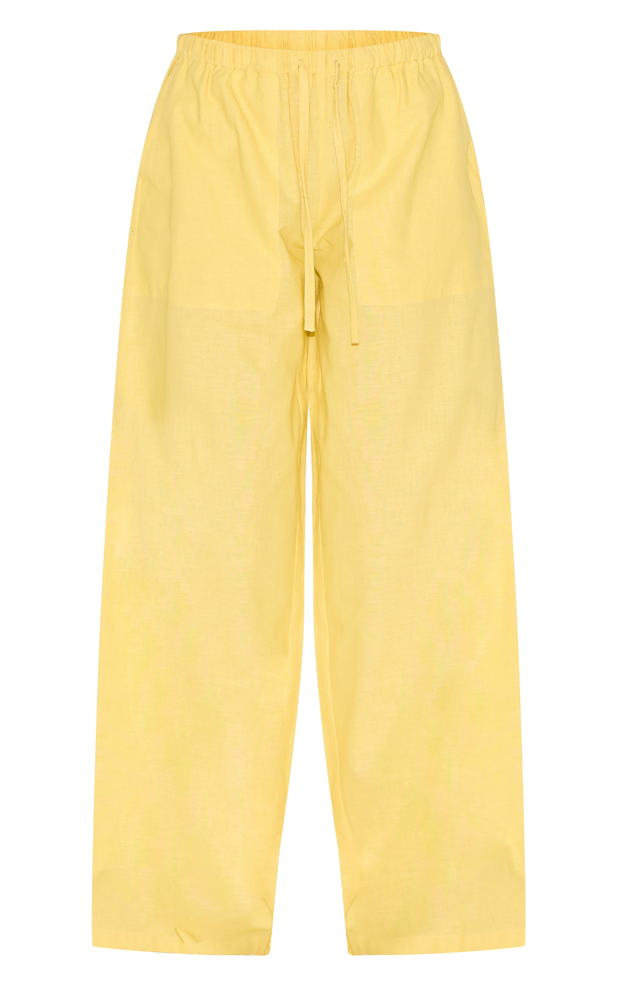 Lemon Cotton Linen Look Drawstring Waist Pants image 5