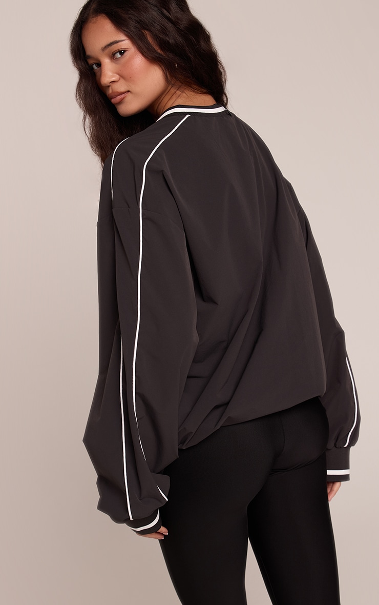 Charcoal Tricot V Neck Sweatshirt image 3