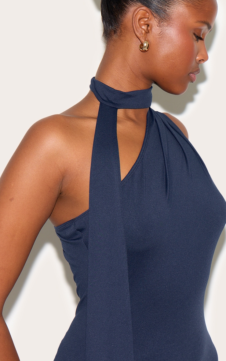 Robe Mini Marine Enveloppante Asymétrique Toucher Doux image 4