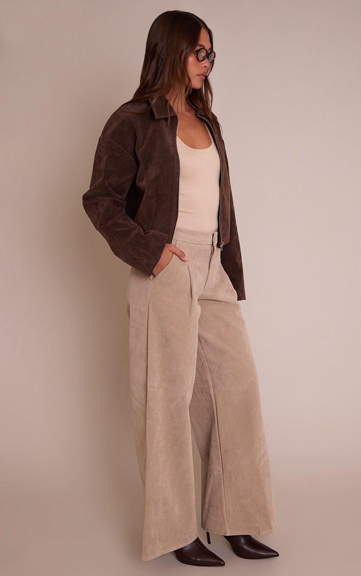 Sand Faux Suede Wide Leg Pants image 2