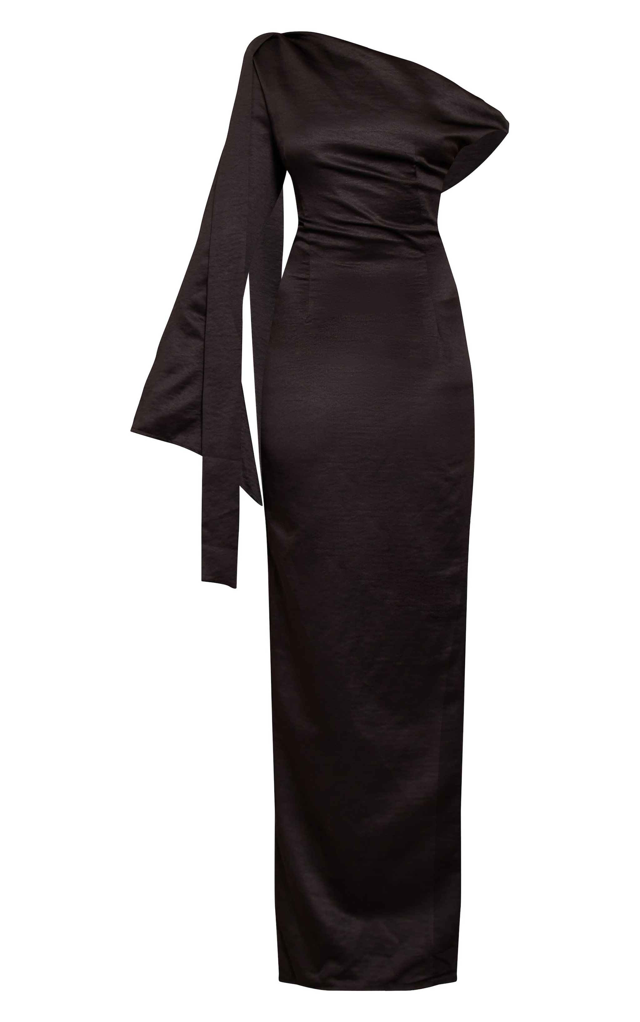 Black Textured Woven Tie Shoulder Midaxi Dress image 5