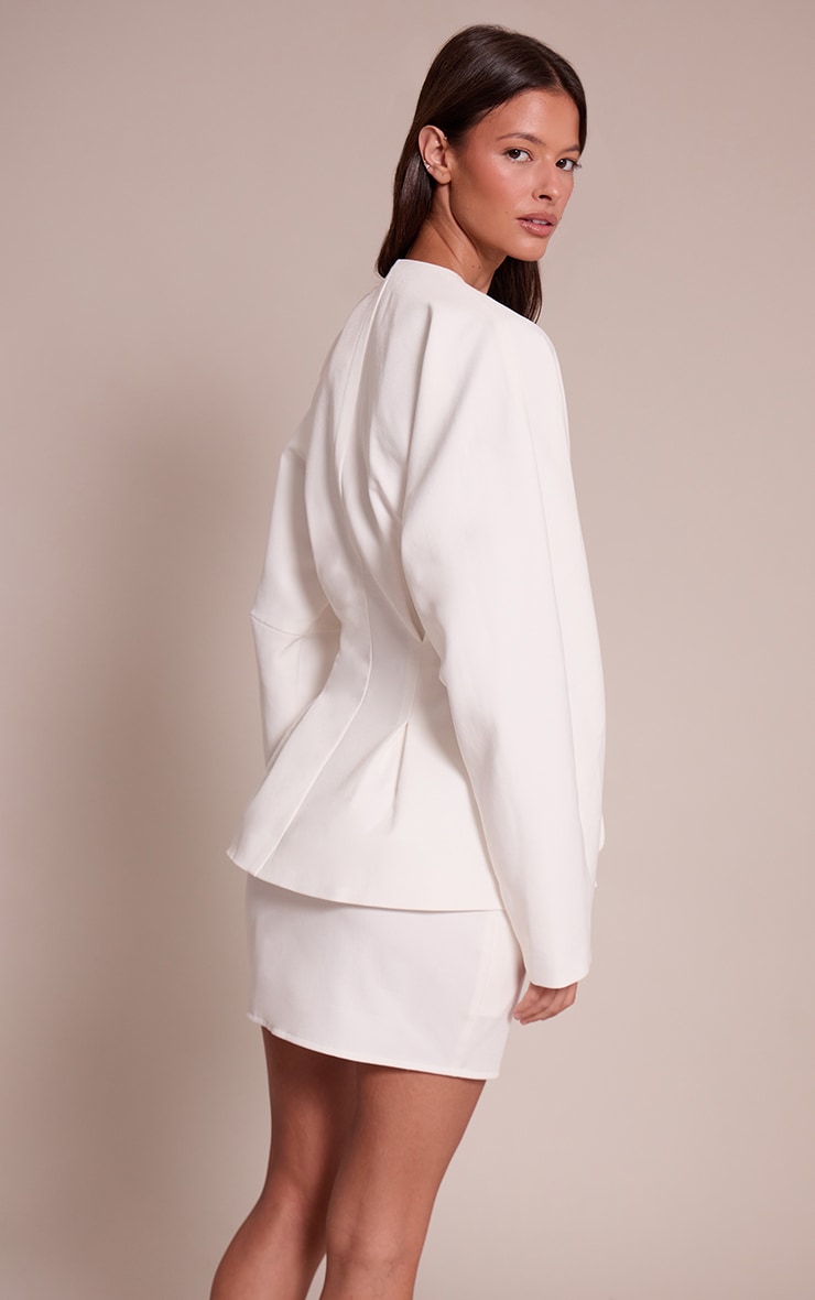 Cream Cinched Waist Button Up Blazer image 2