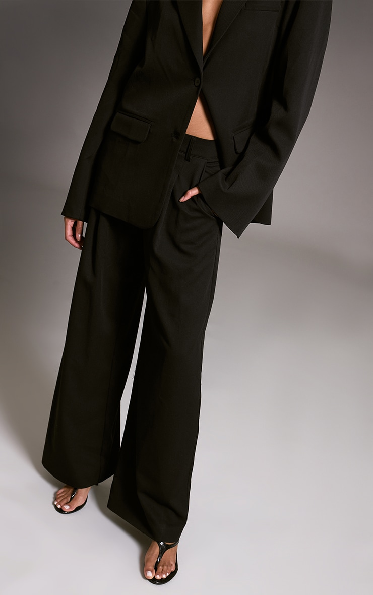 Black Tailored Woven Pleated Wide Leg Pant image 2