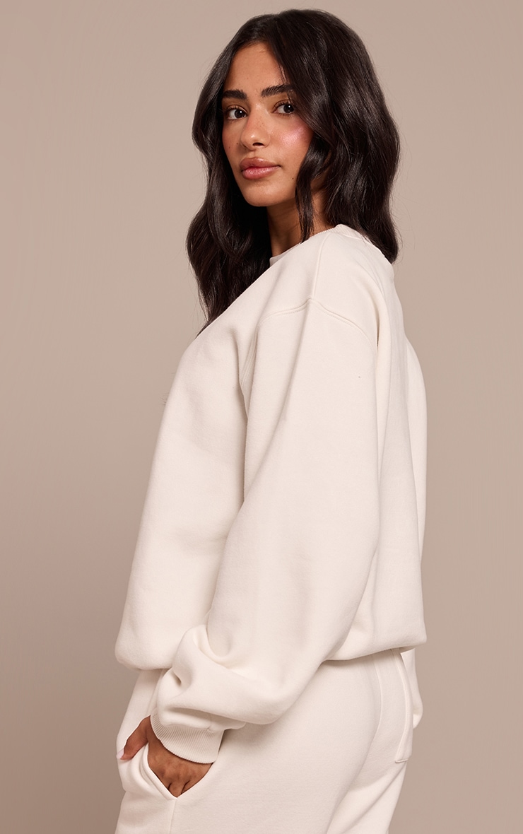 Petite Cream Oversized Crew Sweatshirt image 2