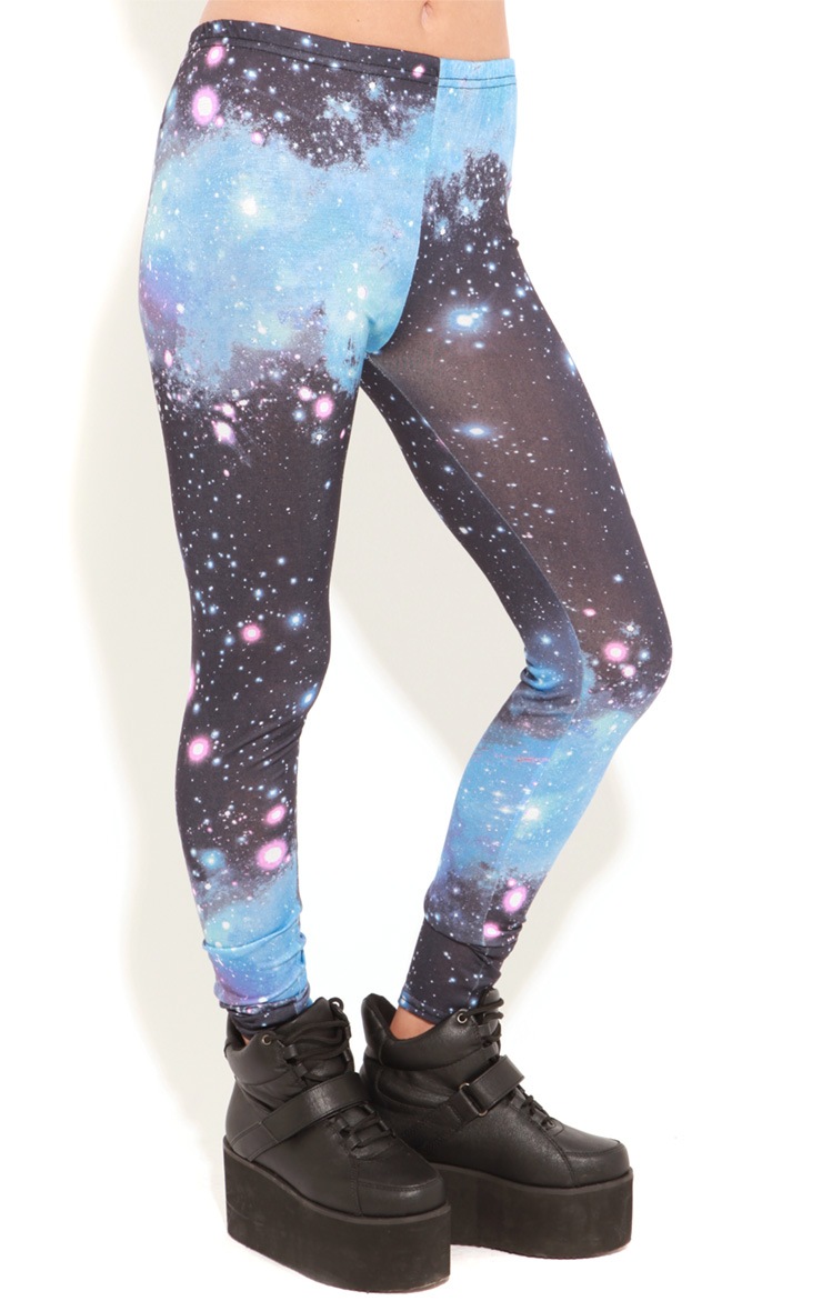 Gia Blue Galaxy Print Leggings Leggings PrettyLittleThing