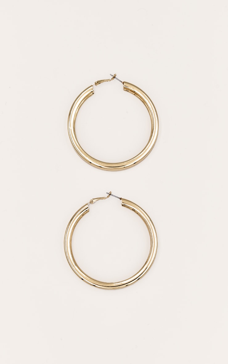 Gold Thick Chunky Statement Hoop Earrings image 2