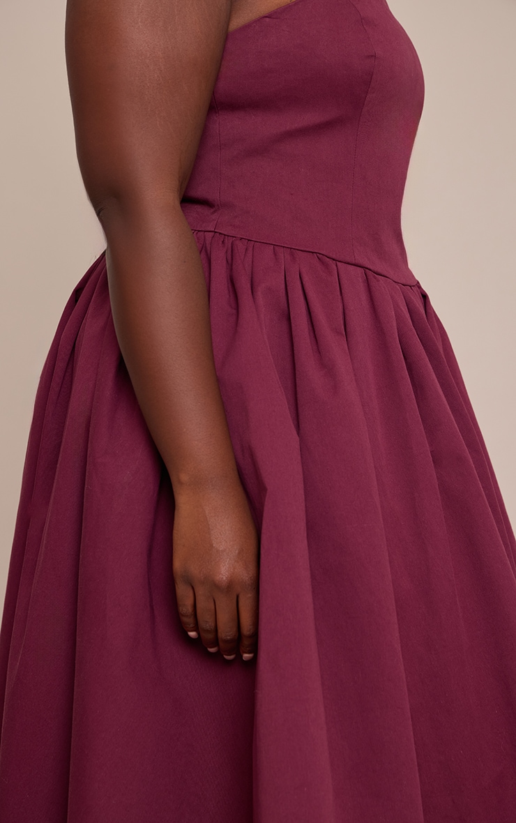 Plus Plum Woven Bandeau Ruched Skater Midaxi Dress image 4