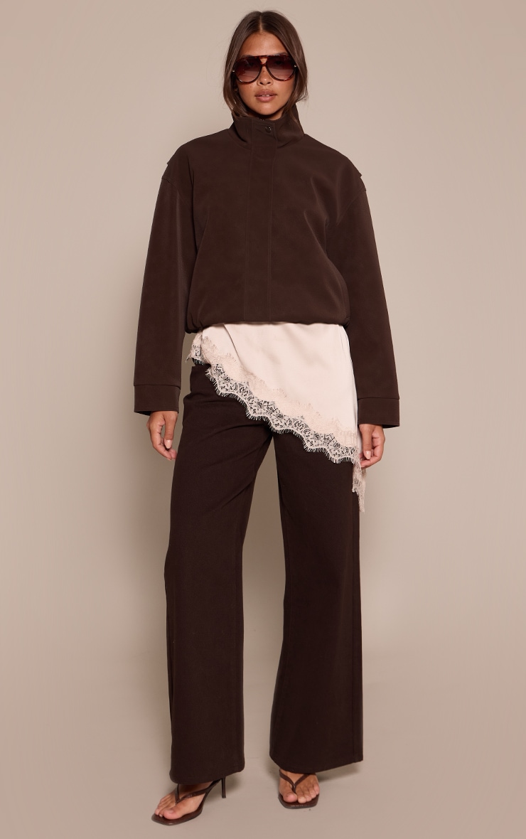 Chocolate Peached PU Funnel Jacket image 3