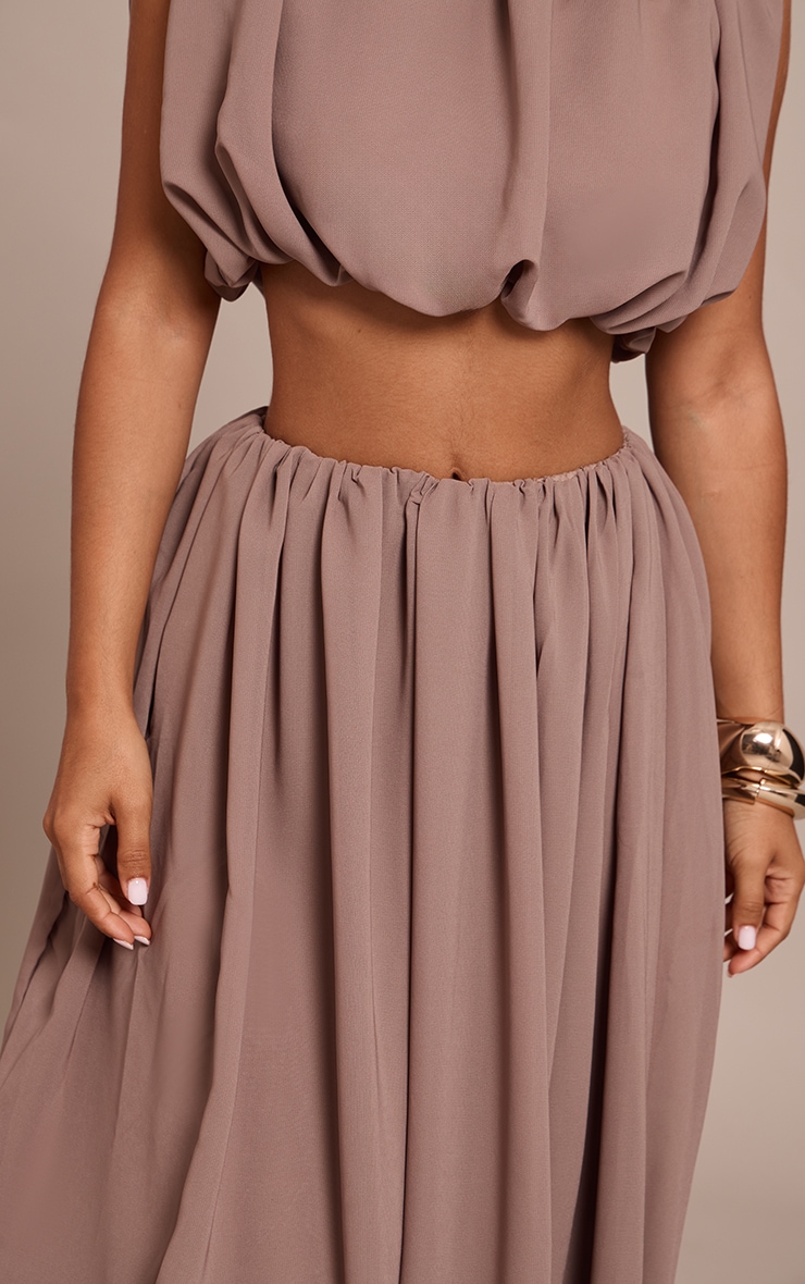 Petite Taupe Chiffon Bubble Maxi Skirt image 4