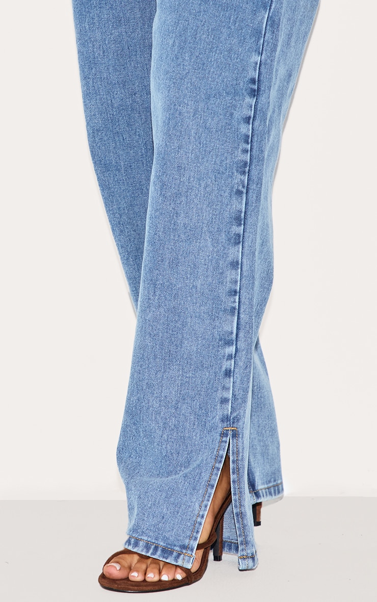 Petite Blue Vintage Wash Split Hem Jeans image 4