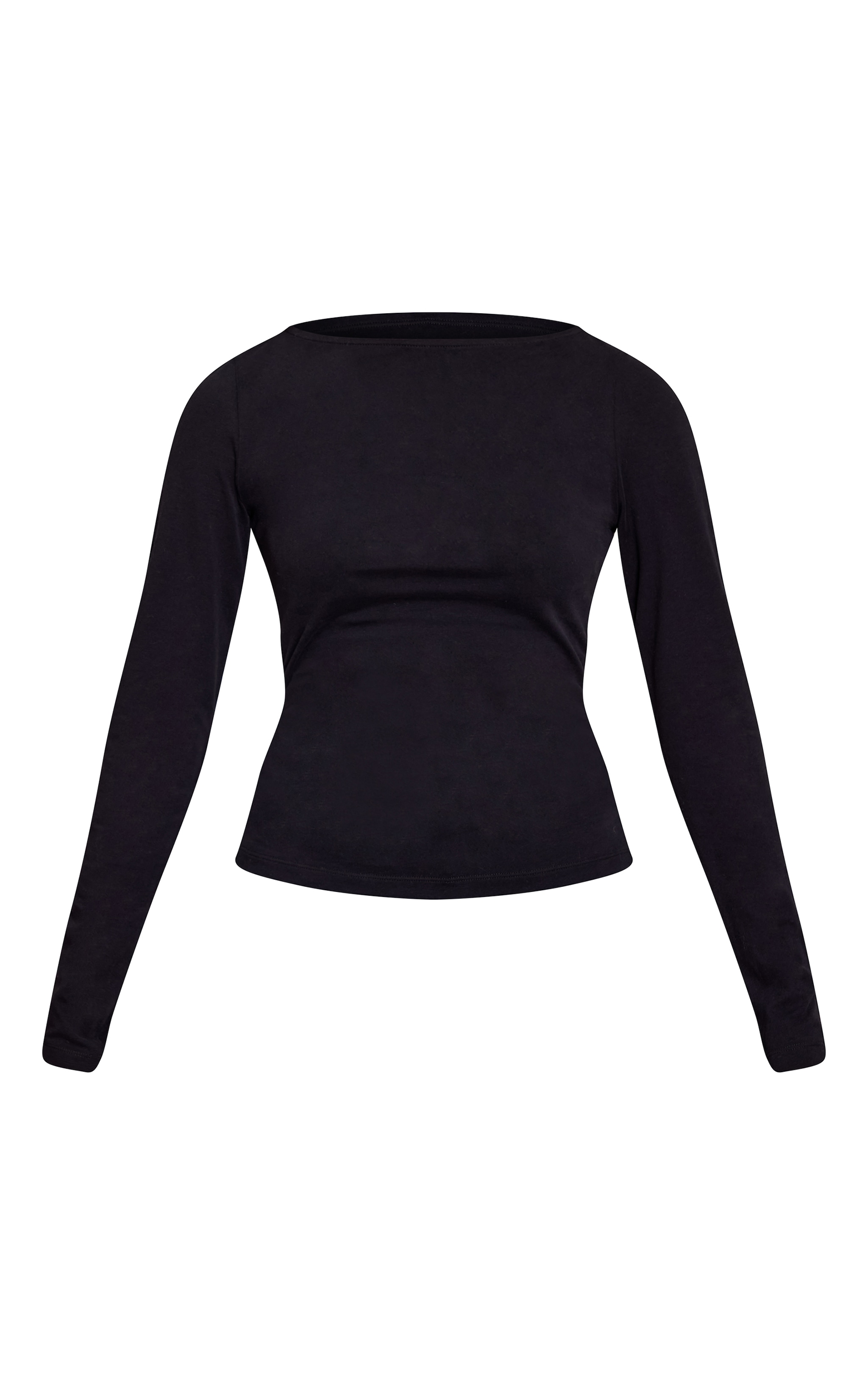 Black Soft Cotton Ruched Side Long Sleeve Top image 5