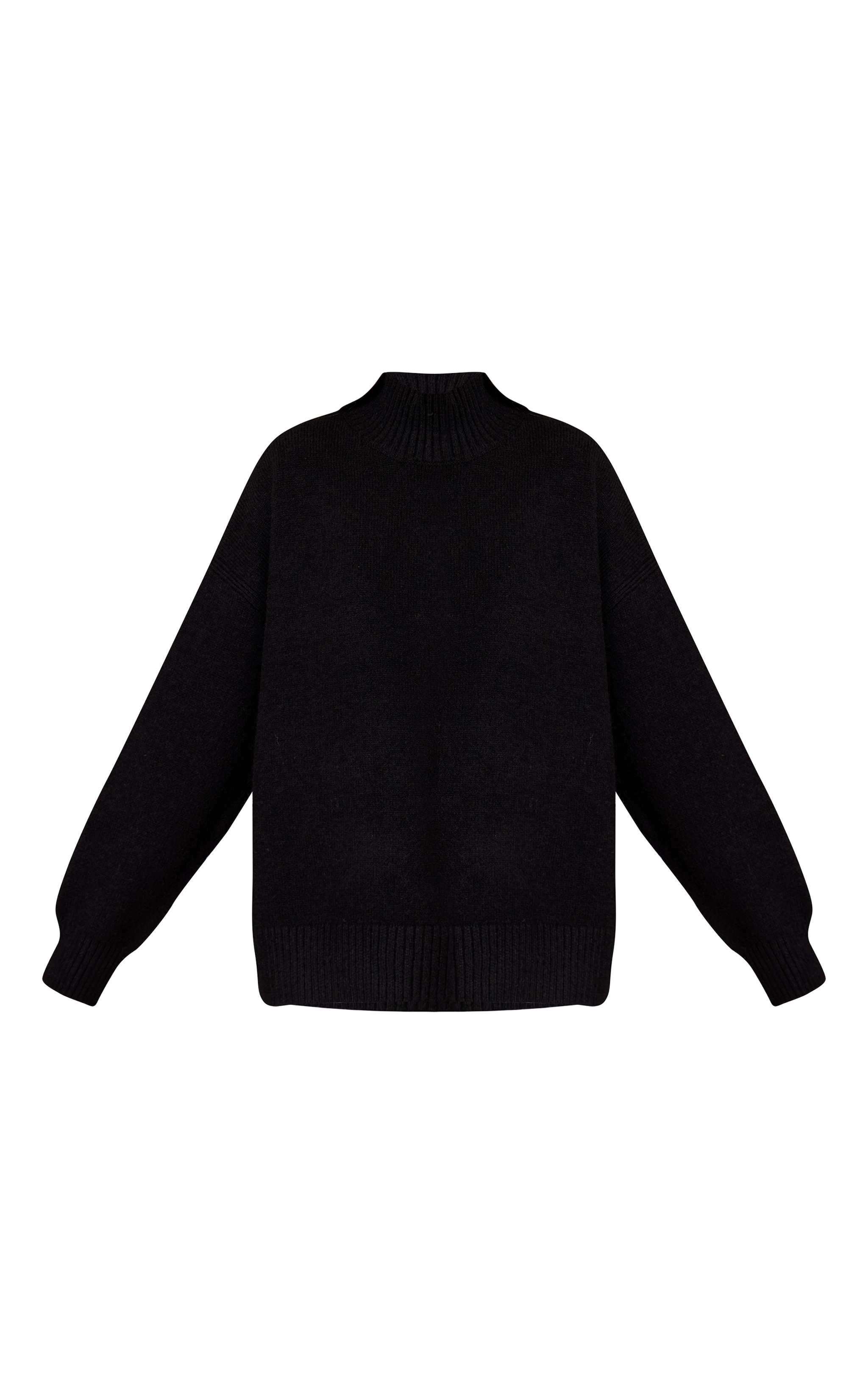 Black Oversized Polo Neck Knitted Sweater image 5