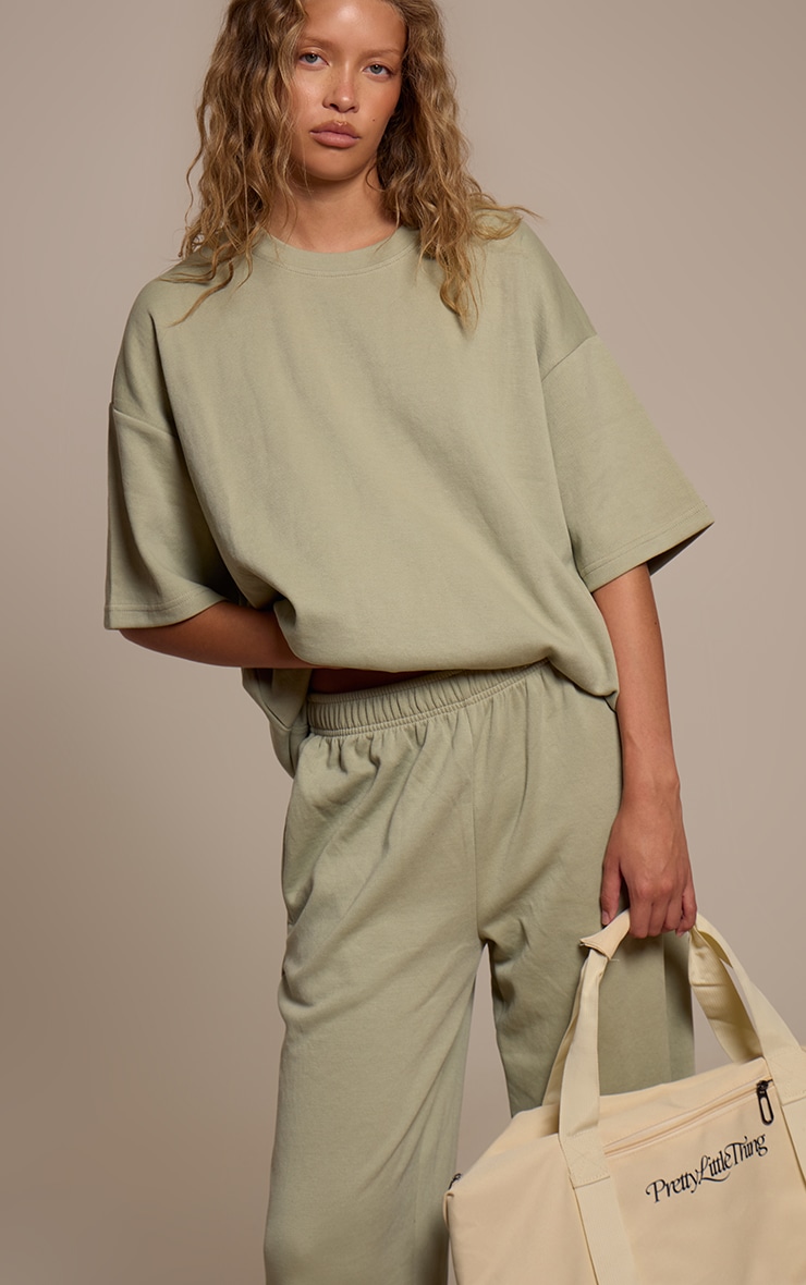 Sage Khaki Jersey Oversized T-shirt image 4