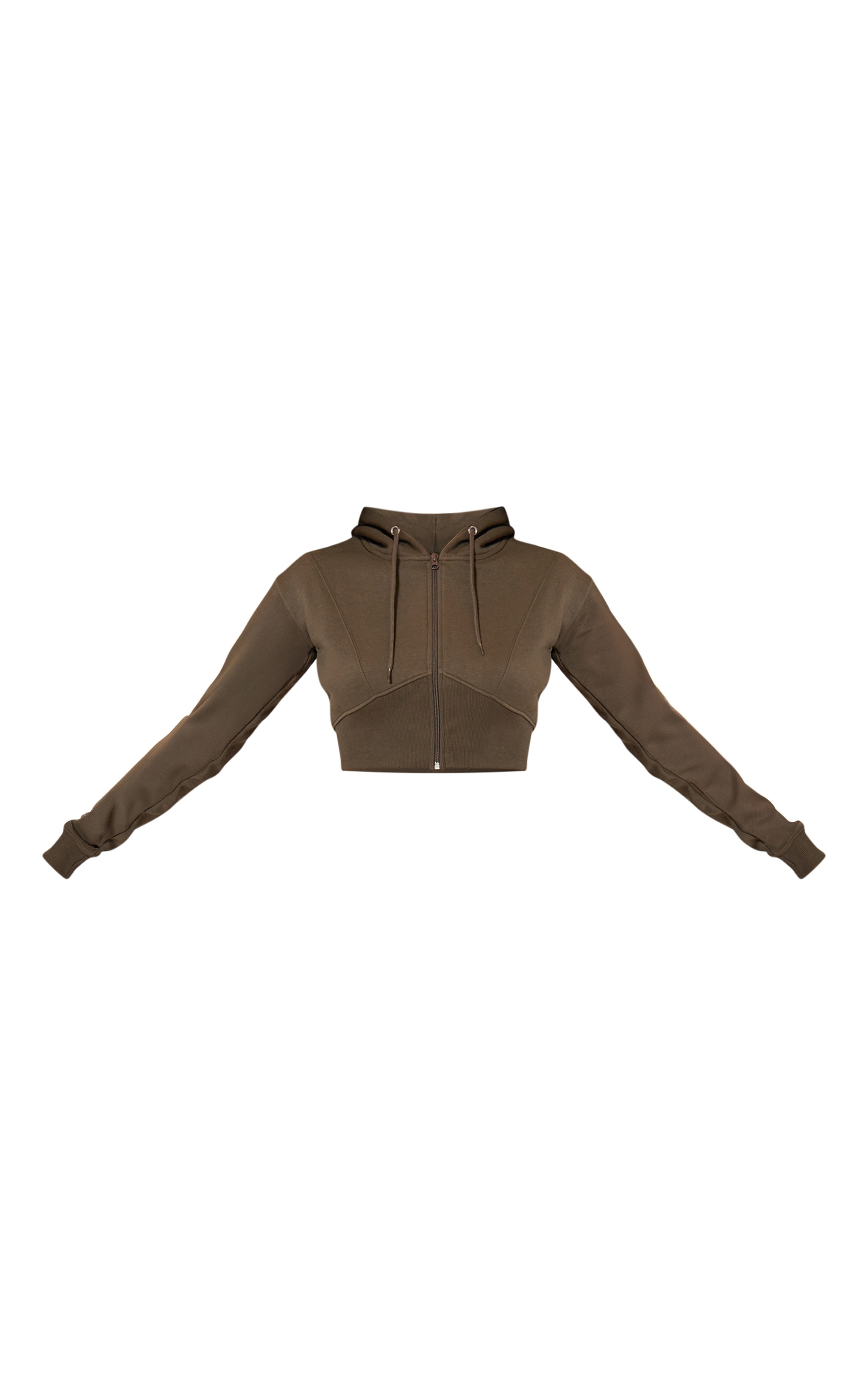 Hoodie court vert olive à détail coutures image 5