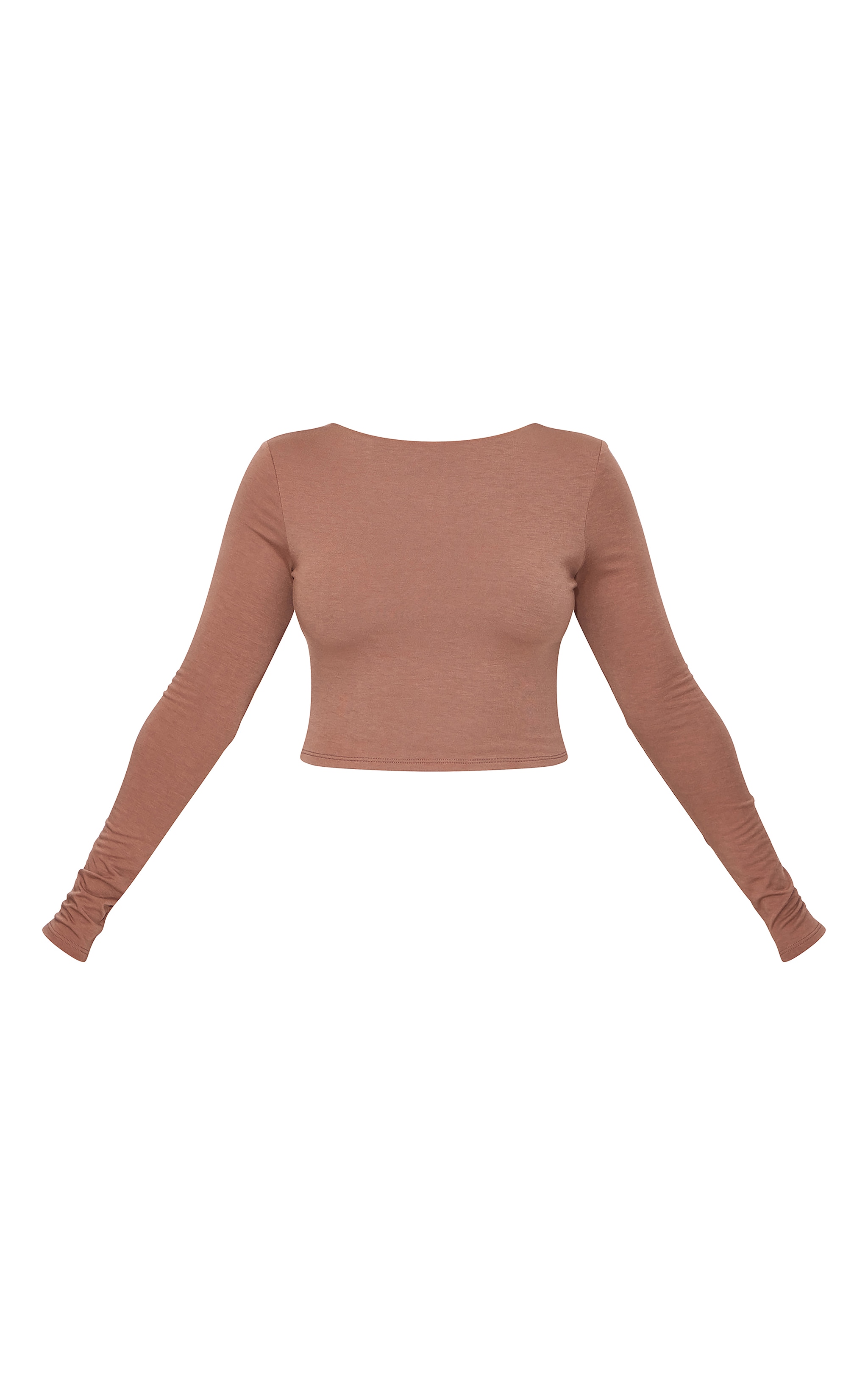 Mocha Contour Jersey Buckle Detail Backless Long Sleeve Top image 5