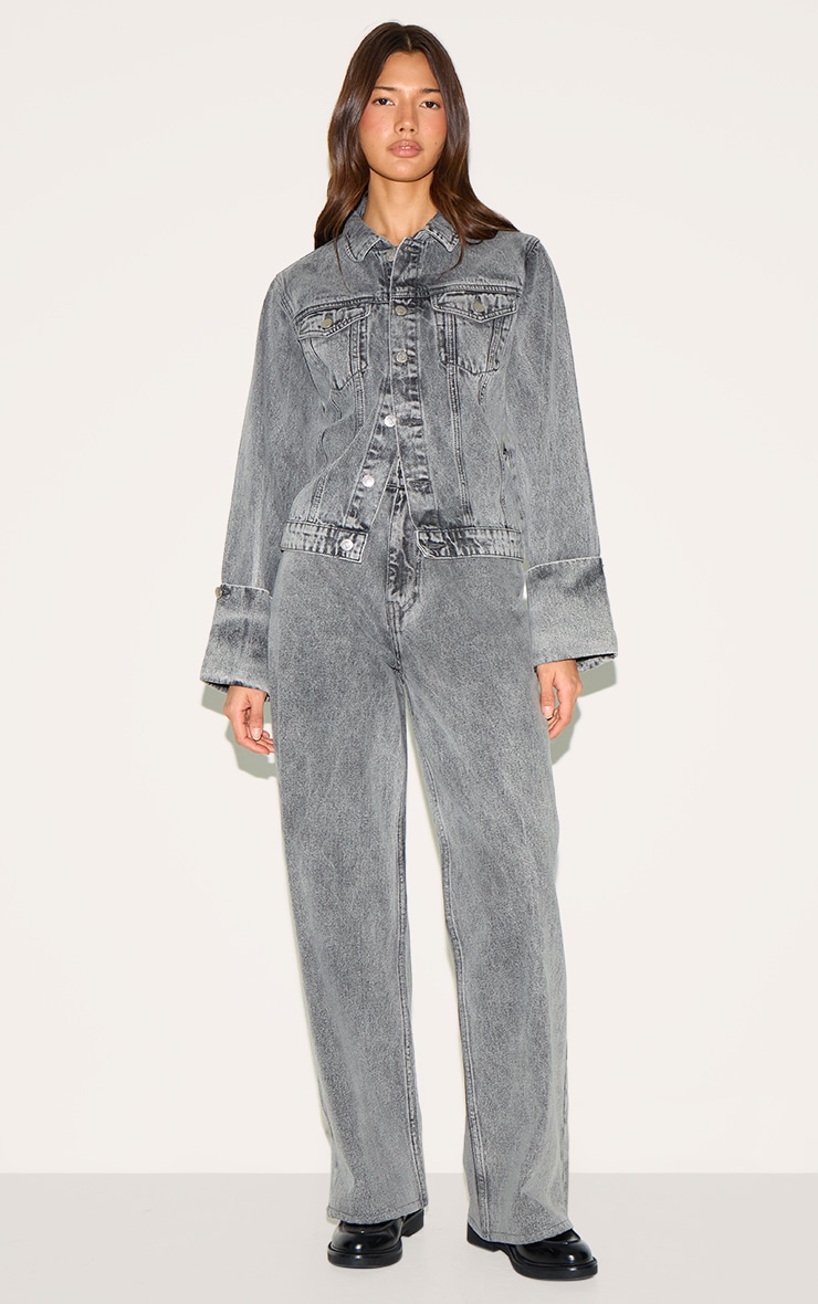 Ice Grey Mid Rise Wide Leg Jeans image 1