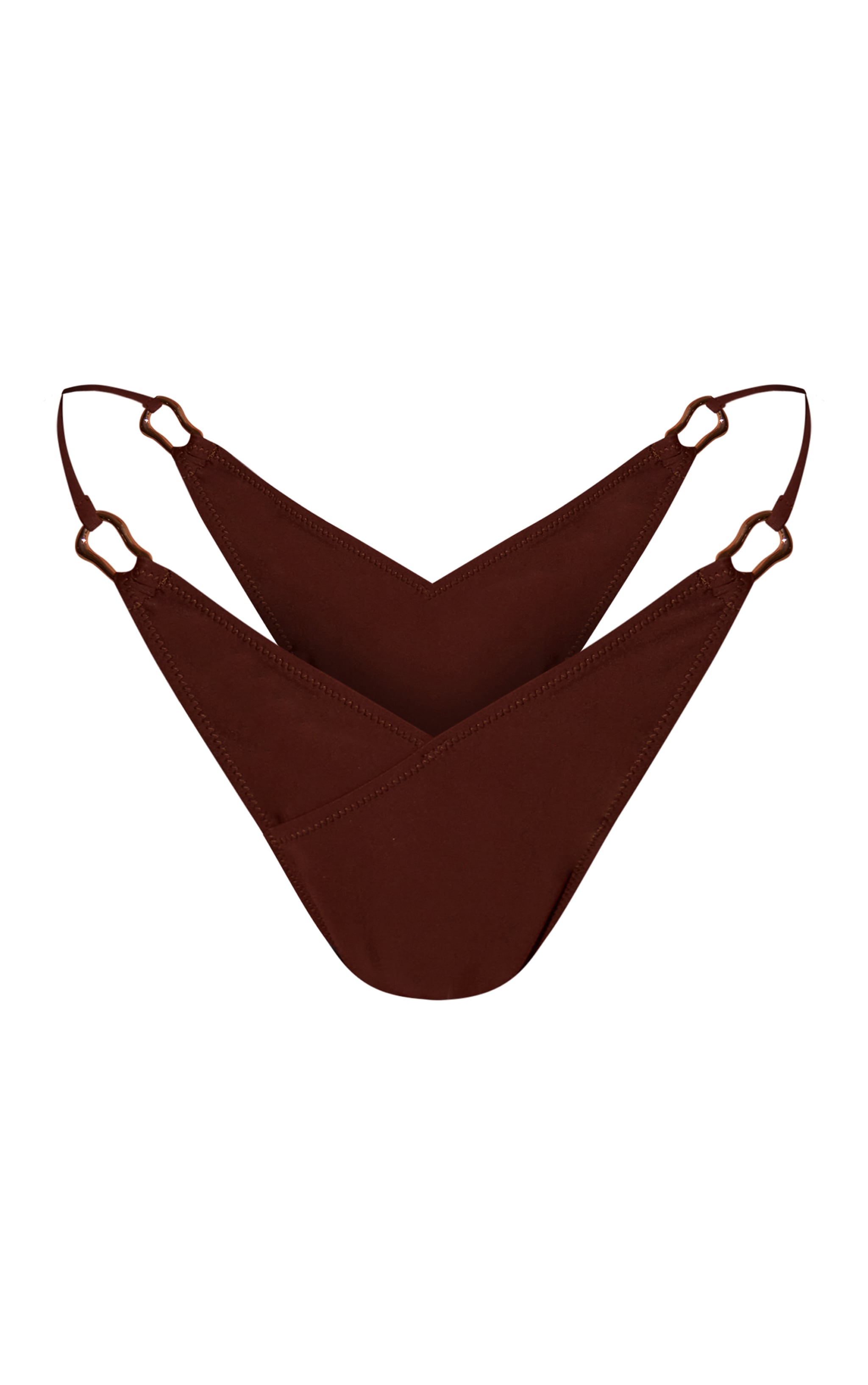Chocolate Wrap Front Curve Trim Detail Bikini Bottoms image 5