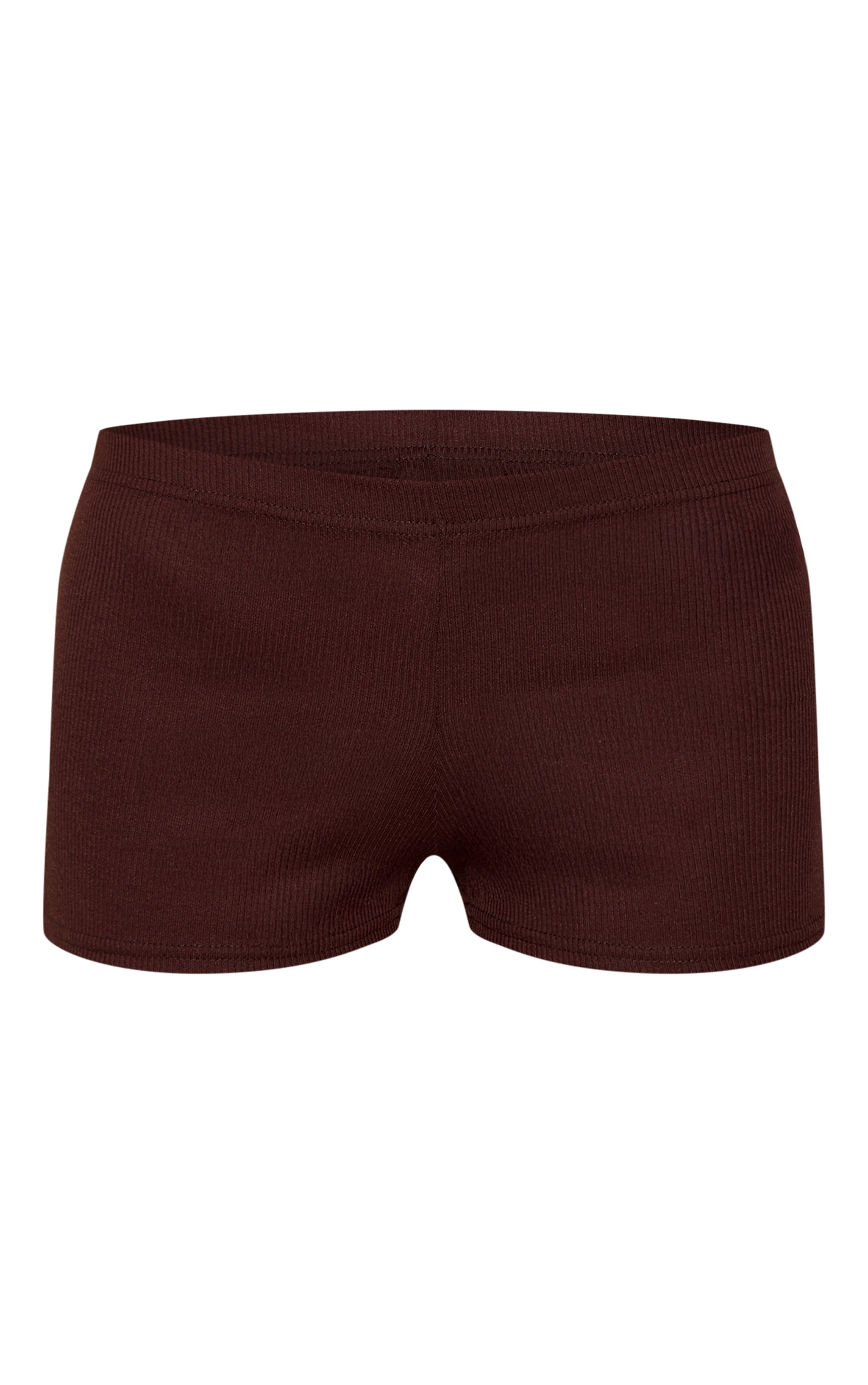 Dark Brown Ribbed Mini Shorts image 6