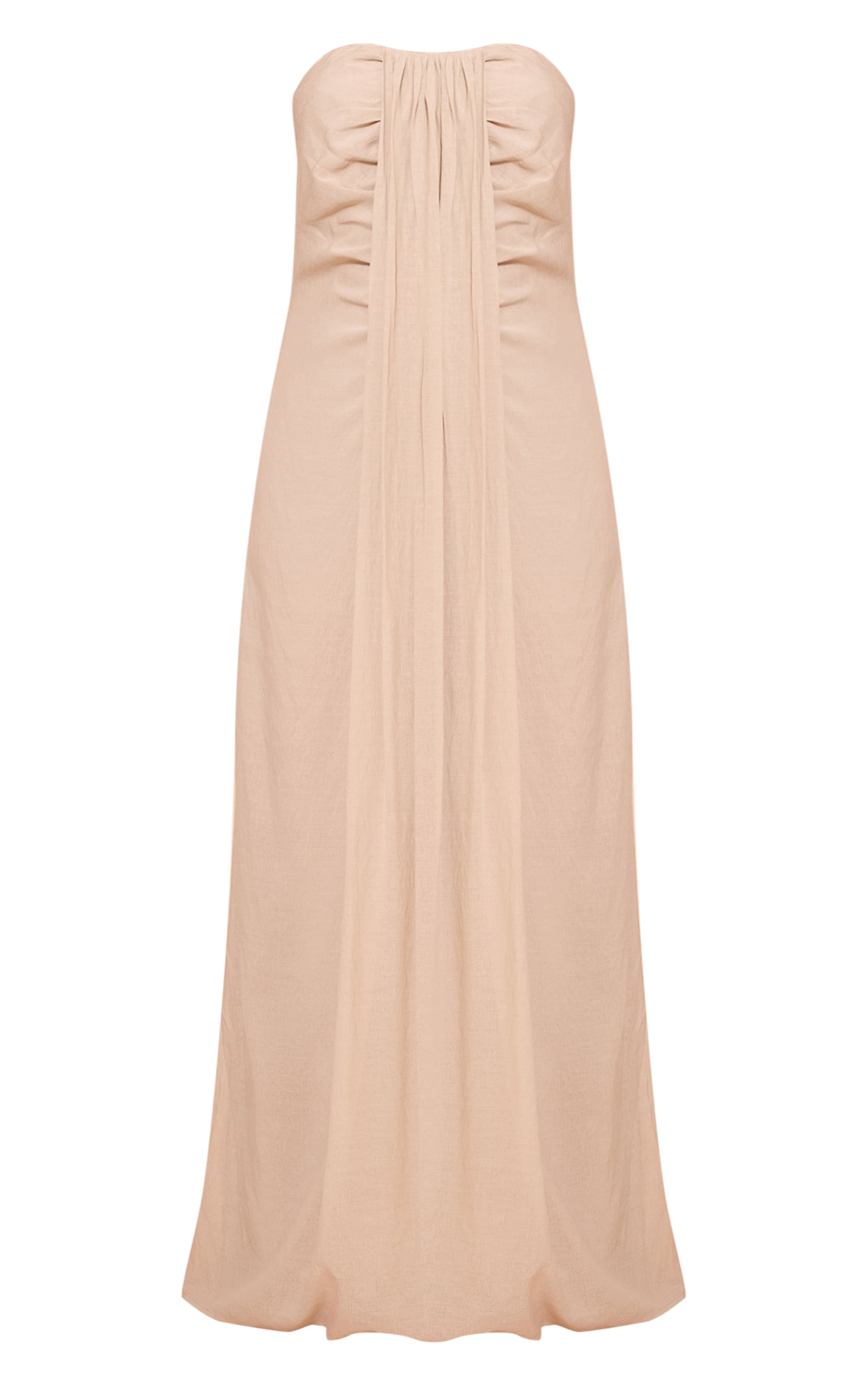 Beige Bandeau Drape Detail Maxi Collum Dress image 5