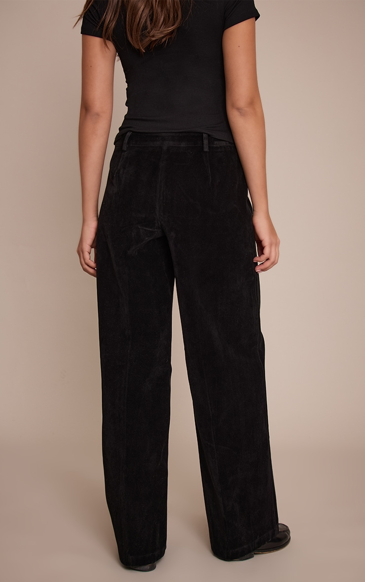 Black Faux Suede Straight Leg Pants image 3