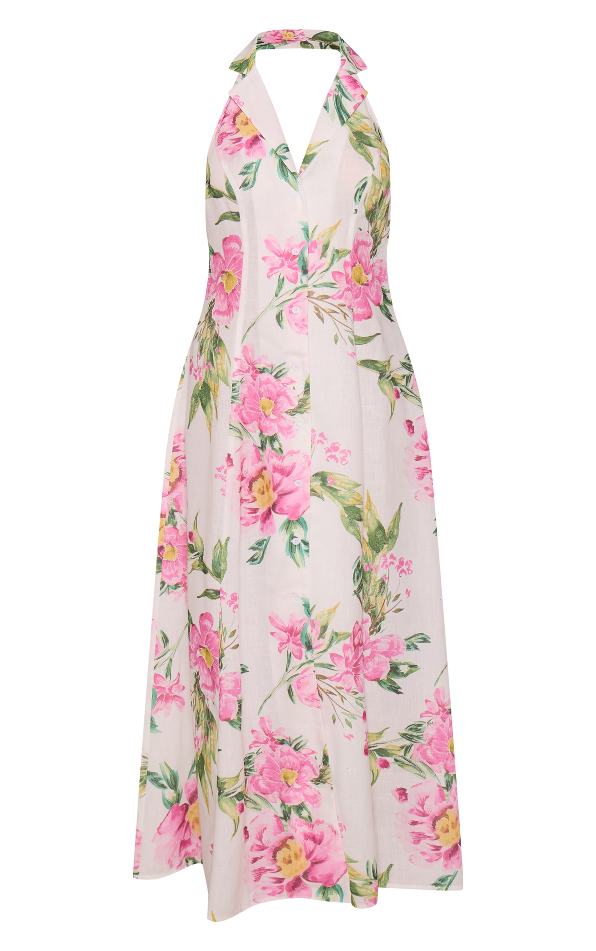 Pink Floral Button Down Collar Detail Maxi Dress image 5
