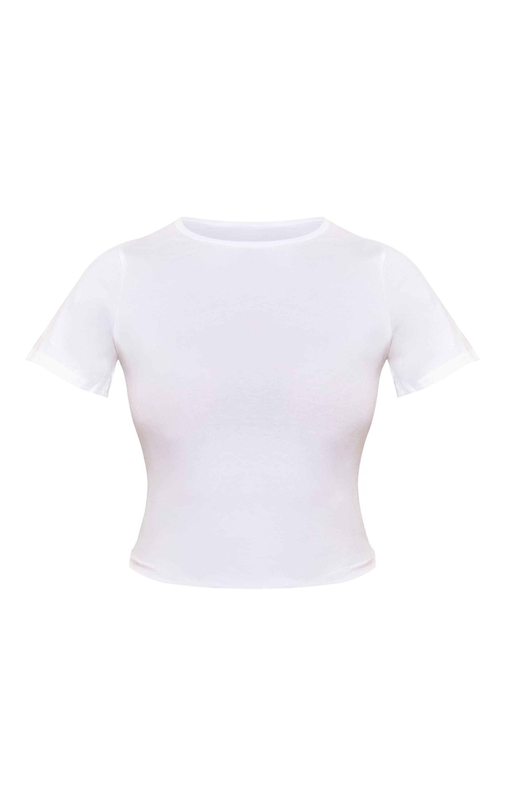 T-shirt long en coton blanc à col ras et manches longues image 5