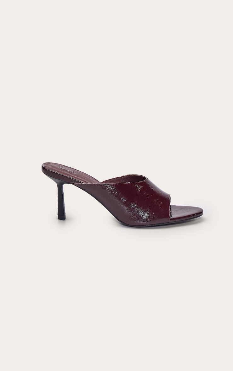 Plum Crinkle Round Toe Heeled Mule image 2