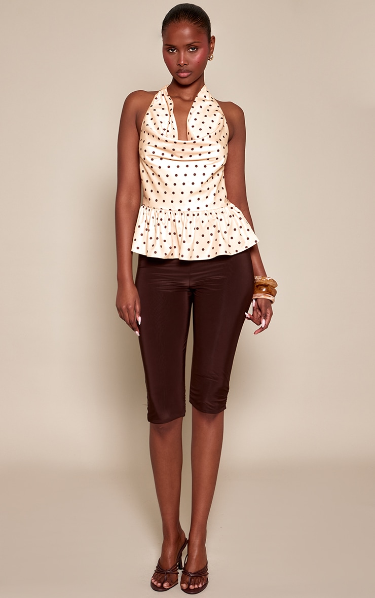 Cream Polka Dot Chiffon Halterneck Top image 3