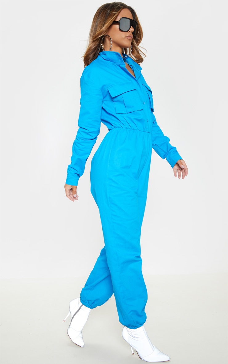 Petite Blue Utility Jumpsuit Sweatpants PrettyLittleThing SA