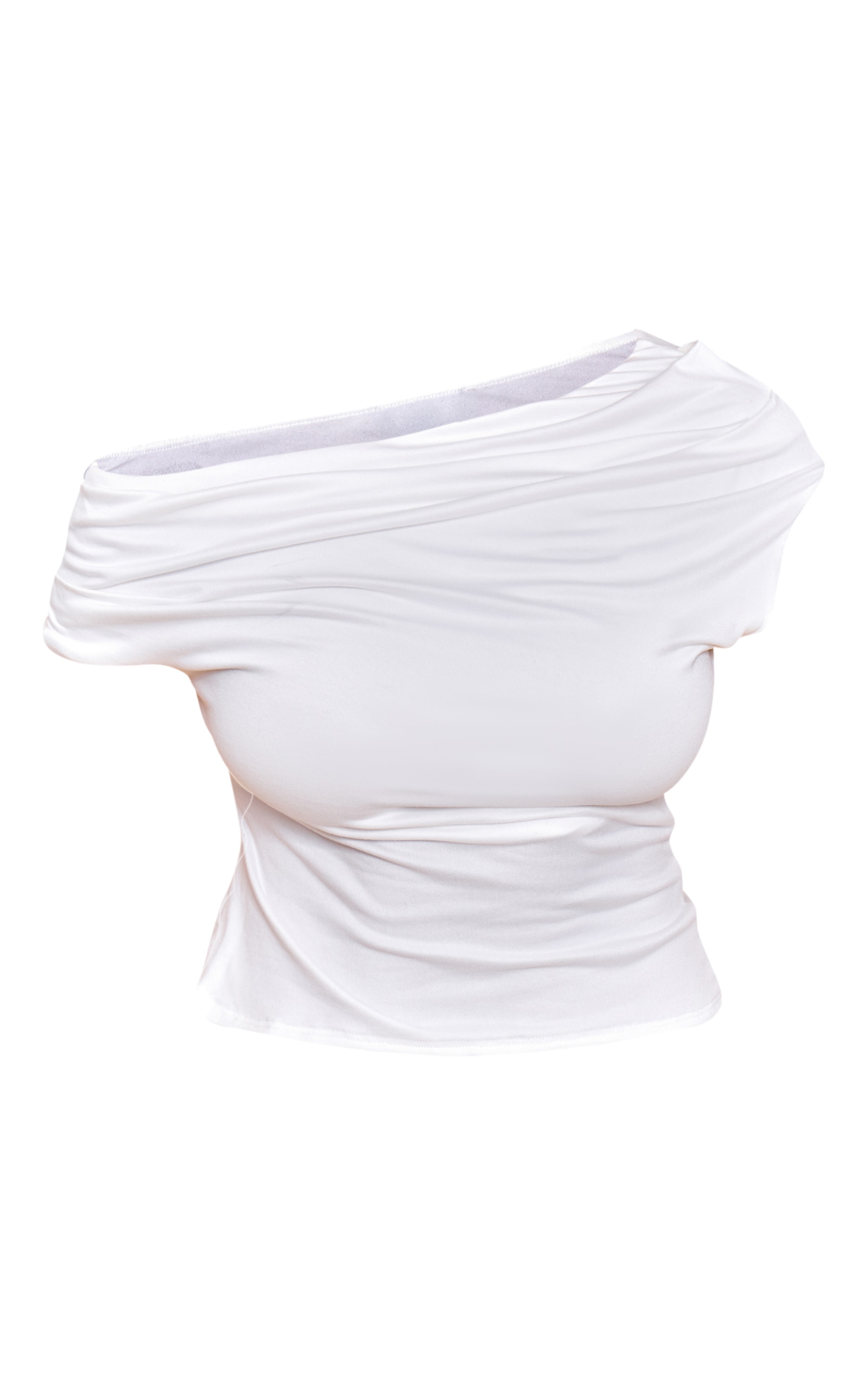 Shape White Striped Drape One Shoulder Top image 5