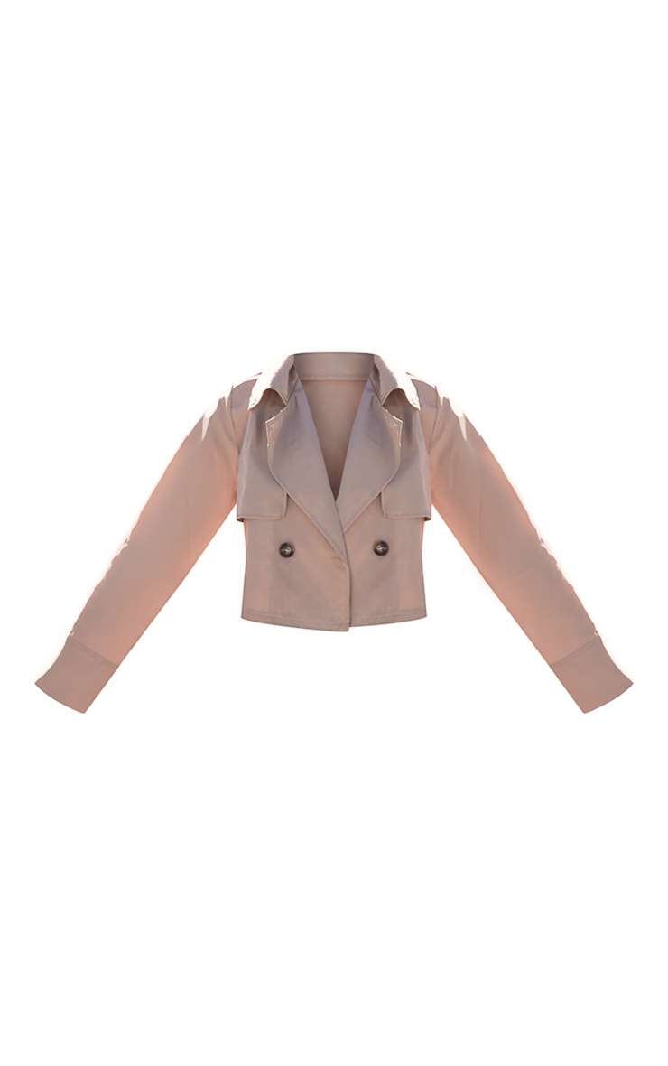 Camel Shell Cropped Trench Coat image 5