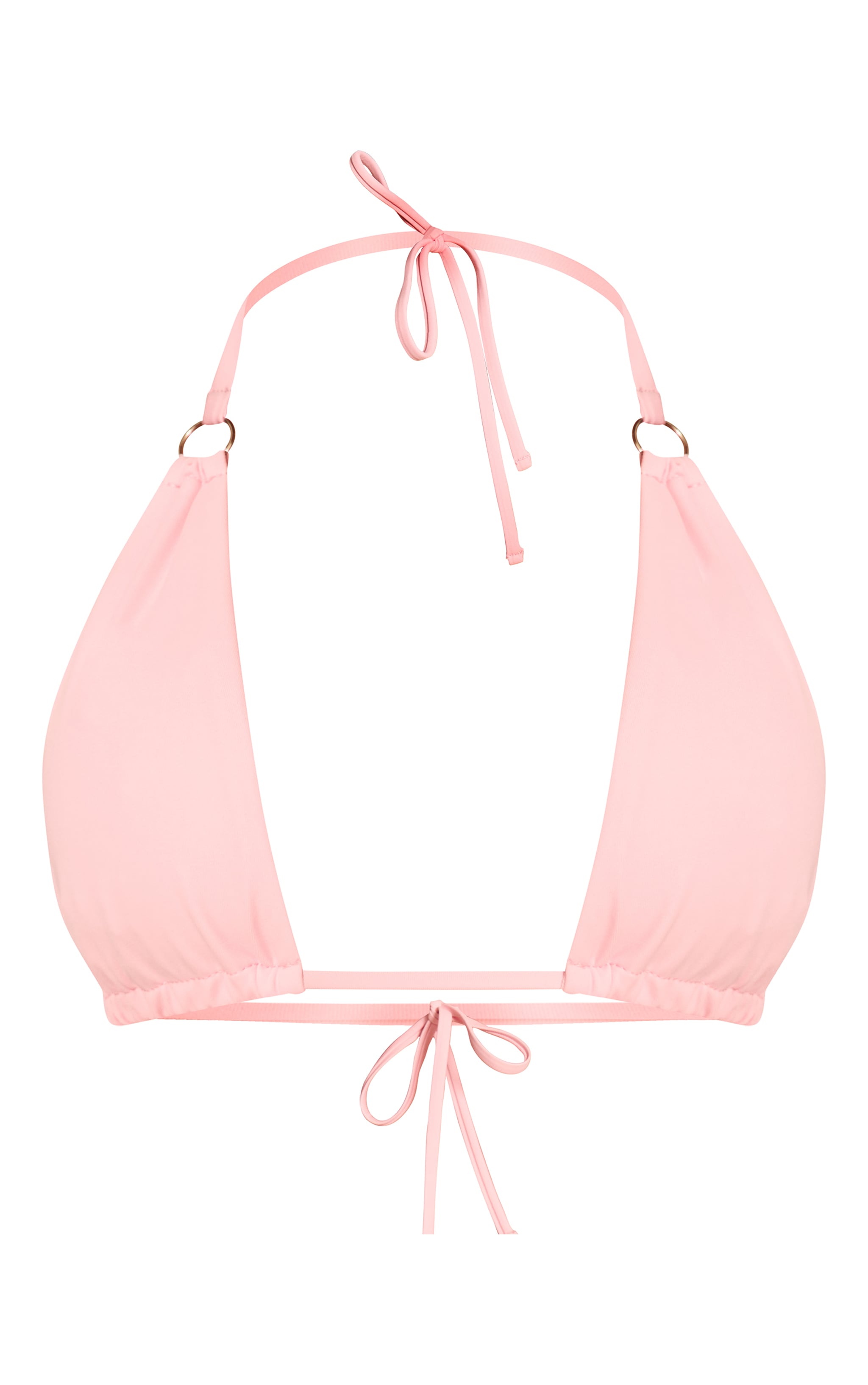 Mini haut de maillot de bain triangle rose tendre à anneaux et bonnets montants image 5