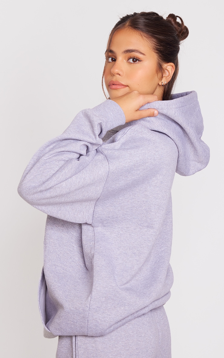 PRETTYLITTLETHING Ash Grey Embroidered Front Pocket Oversized Hoodie image 2