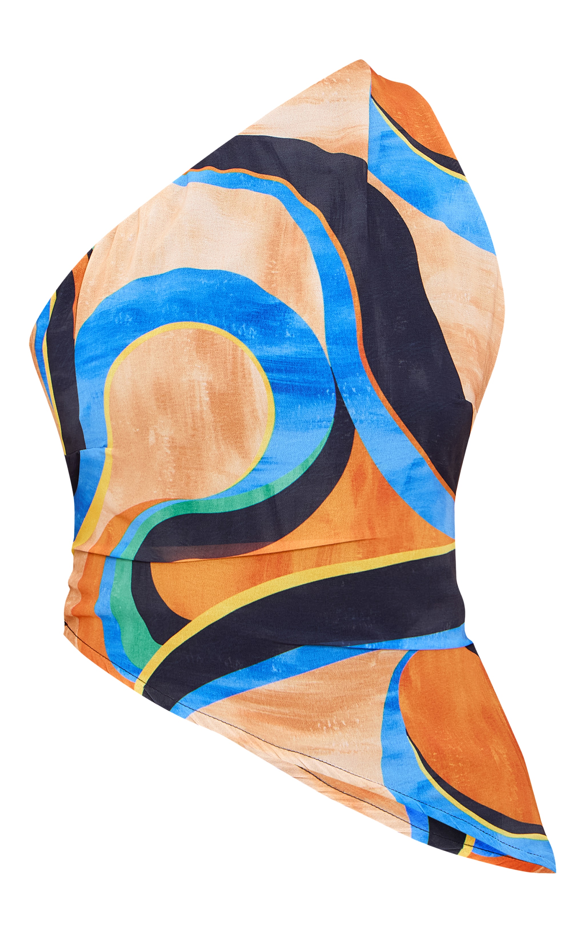 Top asymétrique en mousseline de soie multicolore abstrait image 5