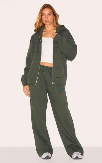 Jogging large oversize deluxe kaki brodé