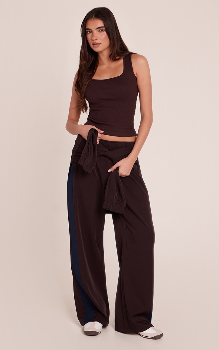 Dark Chocolate Snatched Rib Scoop Neck Fitted Vest Top image 3