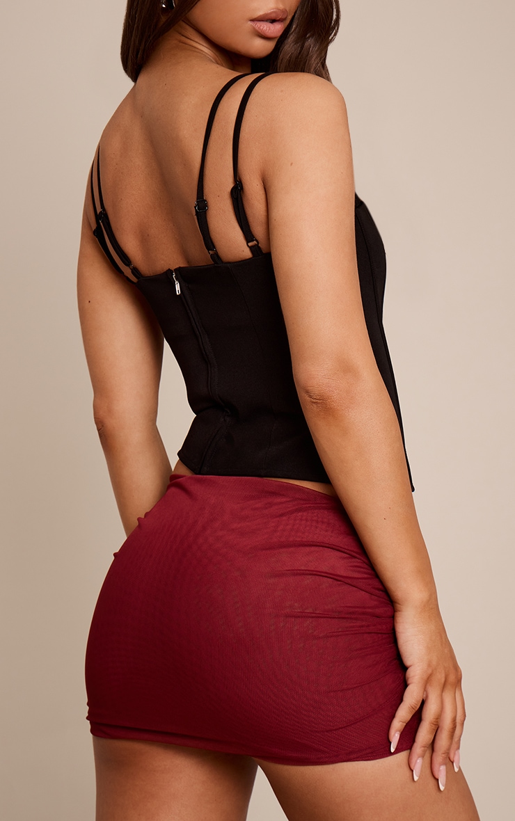 Deep Plum Mesh Drape Detail Mini Skirt image 3