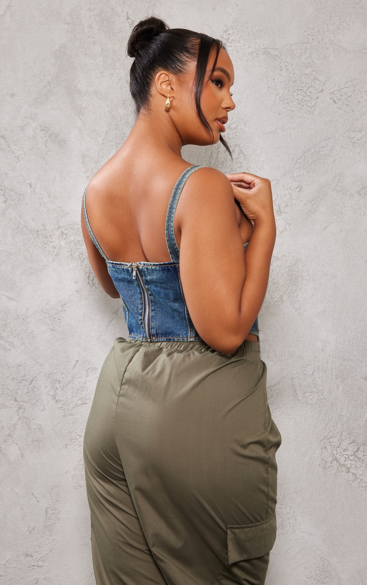 Plus Indigo Vintage Wash Denim Corset image 2