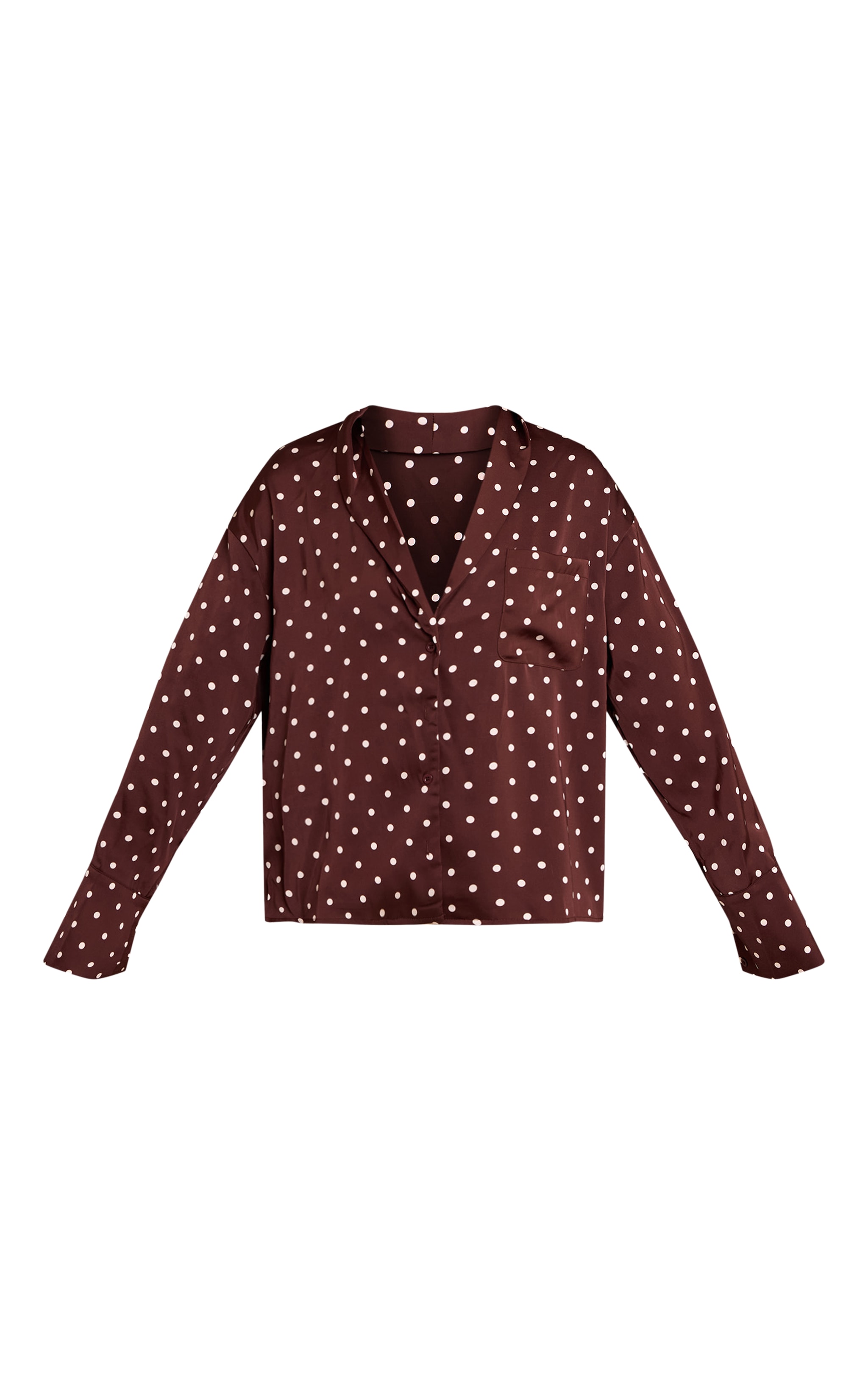 Chocolate Polka Dot Satin Long Sleeve Shirt image 5