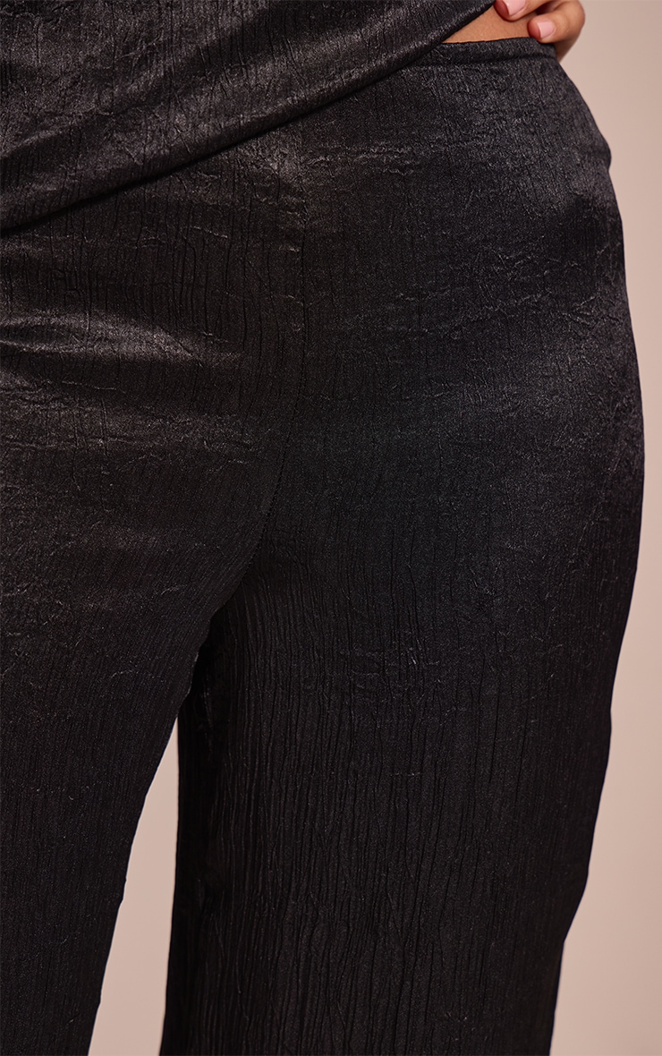 Petite Black Textured Wide Leg Pants  image 4