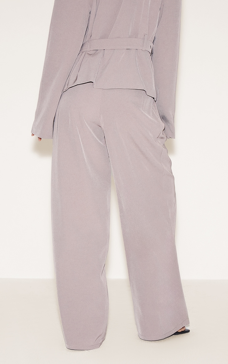 Pantalon de tailleur large tissé gris à plissures image 3