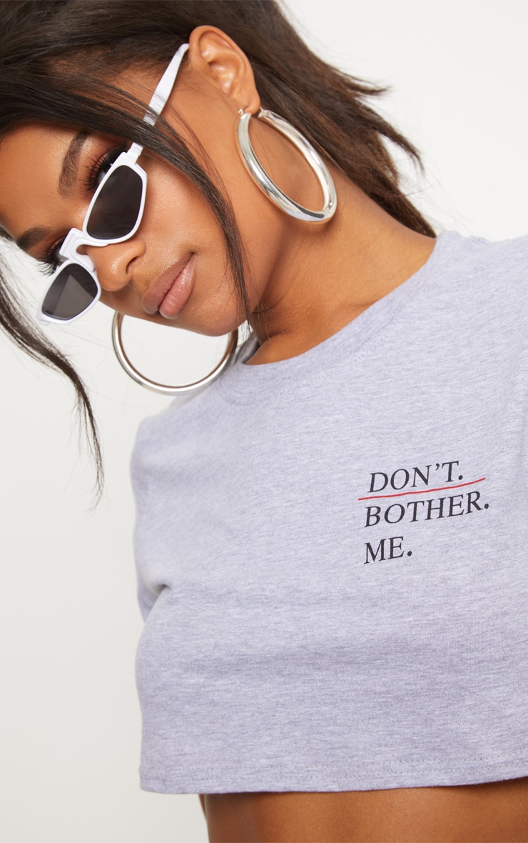 Grey Don’t Bother Me Graphic Crop T Shirt image 5