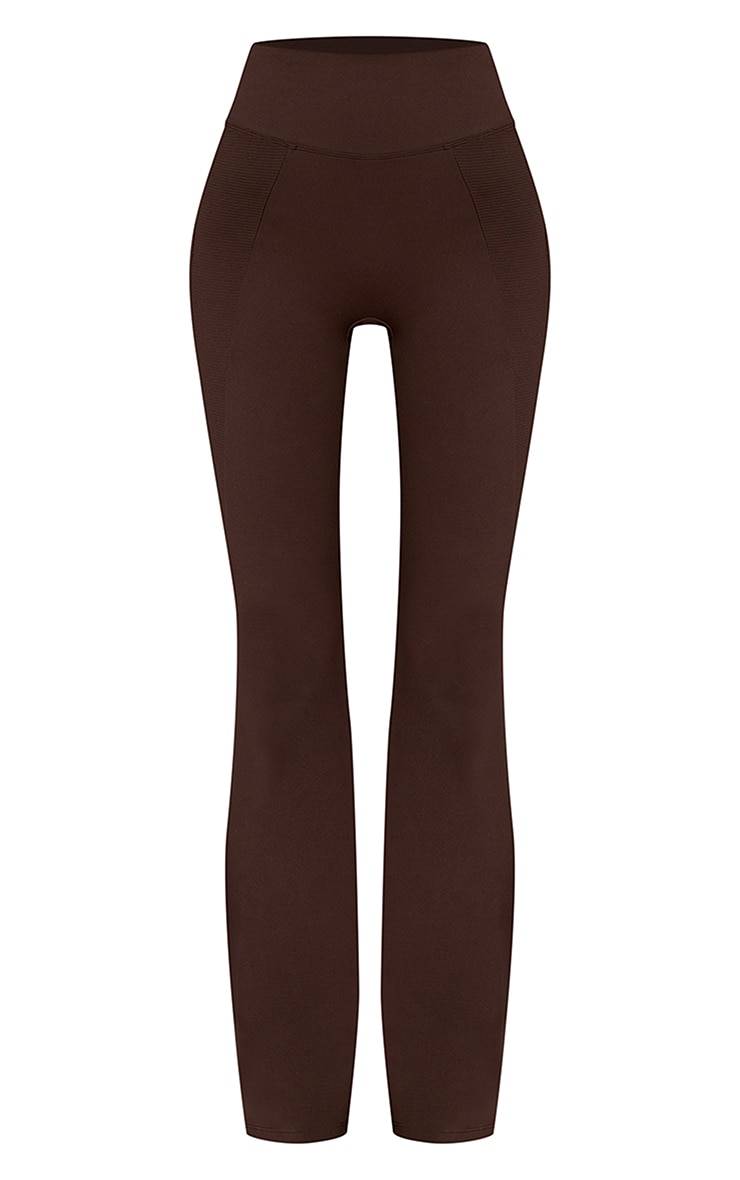 Tall Chocolate Sculpt Rib Panel Yoga Flares image 5